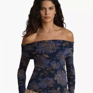 lauren ralph lauren — women's off the shoulder long sleeve floral top