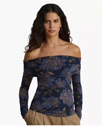 lauren ralph lauren — women's off the shoulder long sleeve floral top lauren ralph lauren — women's off the shoulder long sleeve floral top