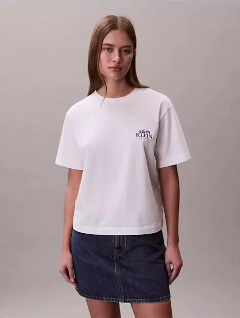 embroidered logo graphic boxy t shirt