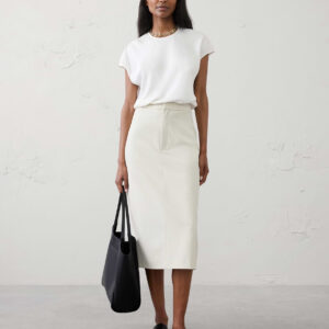 tailored pencil midi skirt
