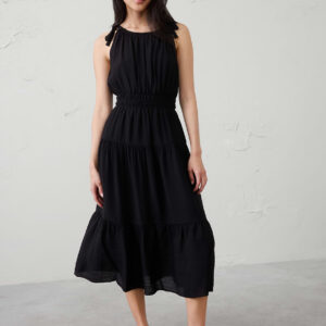 tied shoulder maxi dress