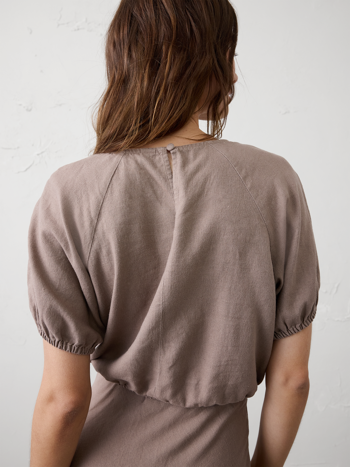 linen blend bubble tie top linen blend bubble tie top