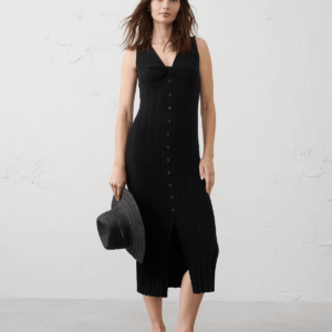 button through midi dress