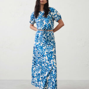 linen blend bias pull on maxi skirt