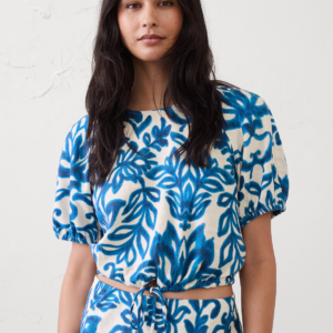 linen blend bubble tie top