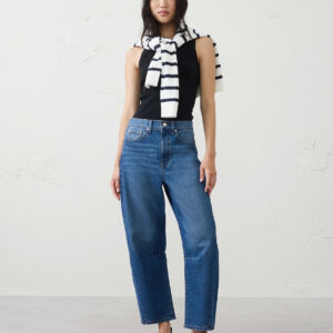 barrel leg mid rise jean