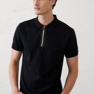 standard fit luxe touch zip polo