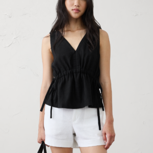 linen blend side ties top