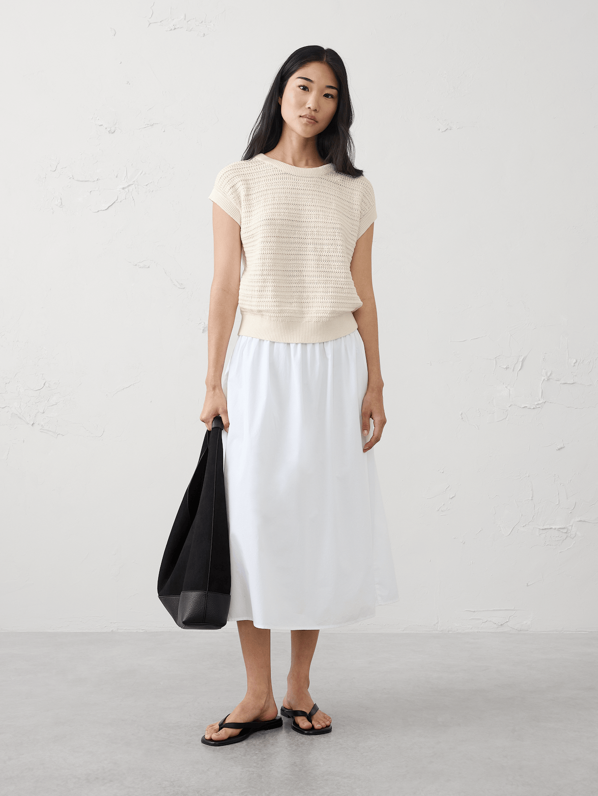 cotton textured cap sleeve sweater cotton textured cap sleeve sweater