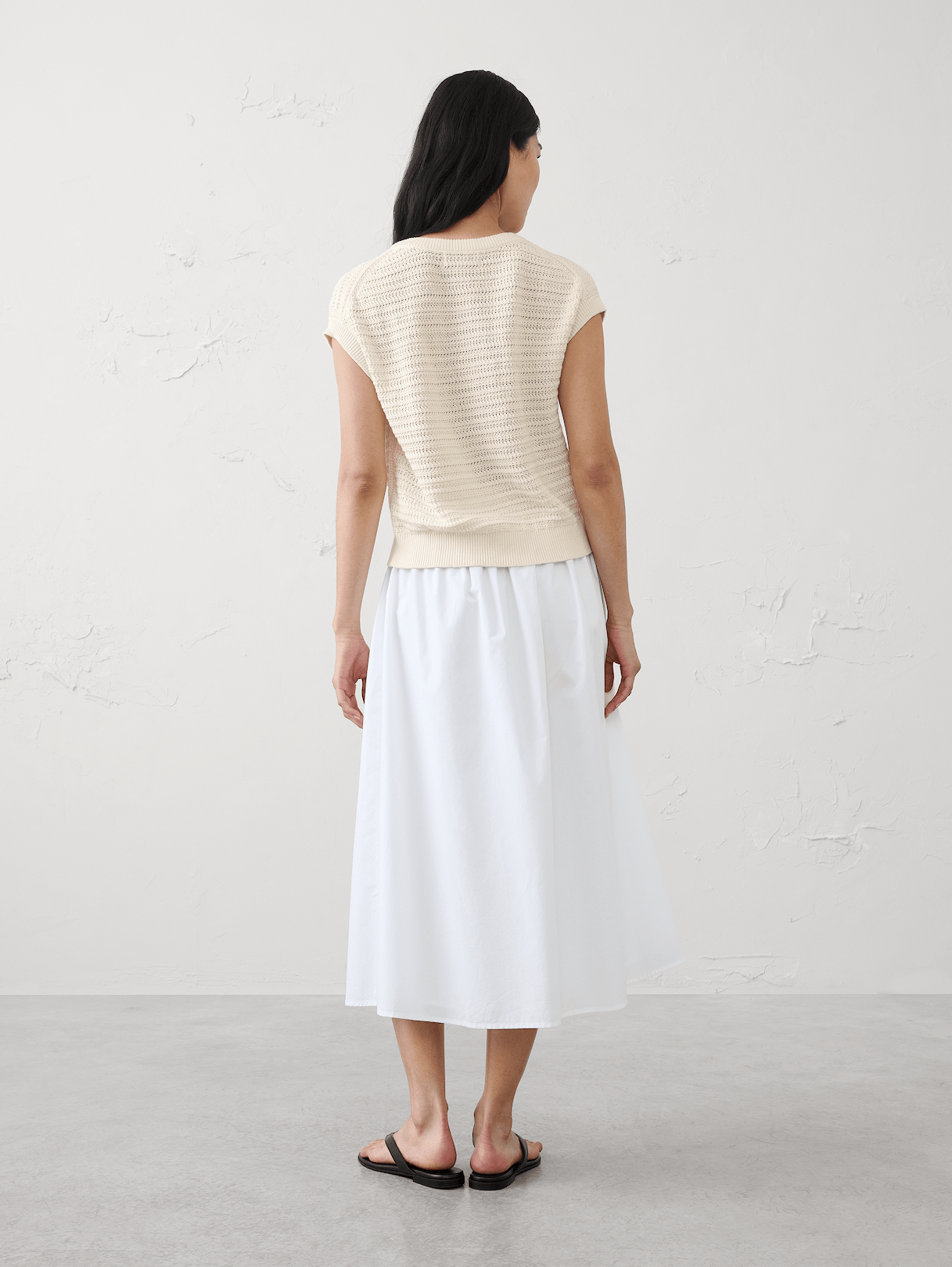 cotton textured cap sleeve sweater cotton textured cap sleeve sweater