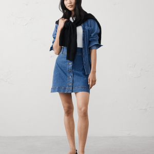 Витрина denim button down mini skirt