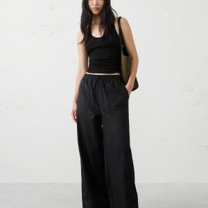 Витрина relaxed fit wide leg mid rise pull on twill painters pant