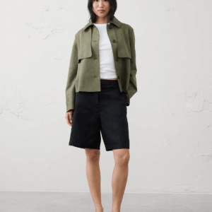 vegan suede short trench