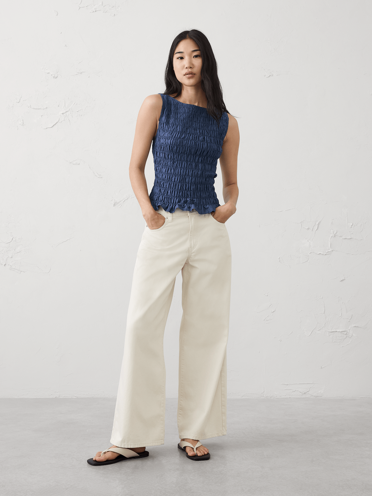 boatneck smocked cropped top boatneck smocked cropped top