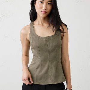 Витрина denim scoop neck peplum top