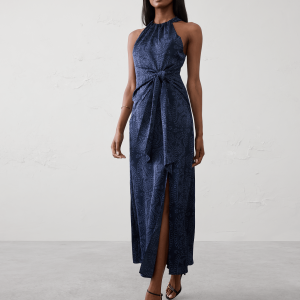 Витрина satin halter tie waist maxi dress