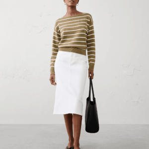 Витрина cotton striped boat neck sweater