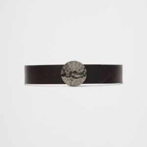 Home wide vegan leather round buckle belt
