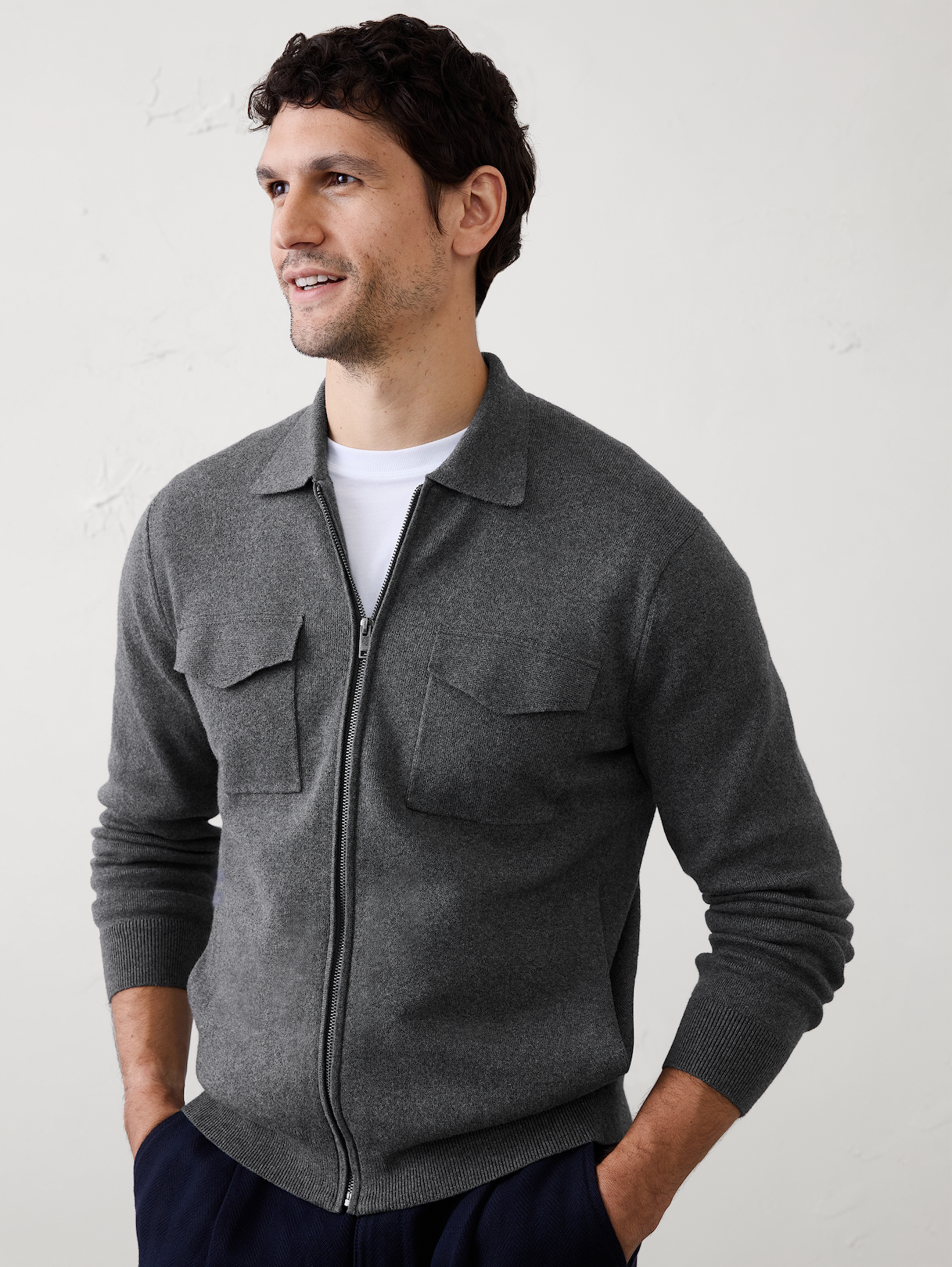 chest pocket zip sweater jacket chest pocket zip sweater jacket
