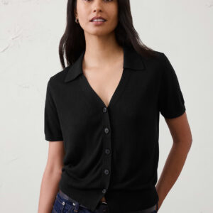 button down v neck sweater polo