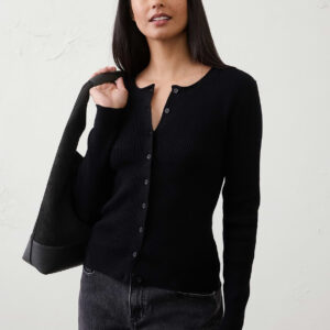 ribbed cardigan sweater