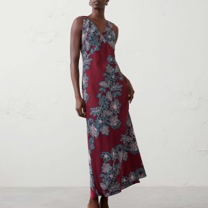 bias side slit maxi dress