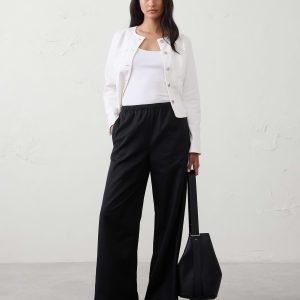 wide leg high rise drapey twill pull on pant