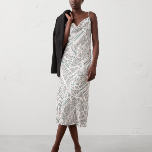Витрина cowl neck map print midi dress