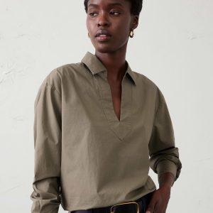 cotton collar neck tunic top