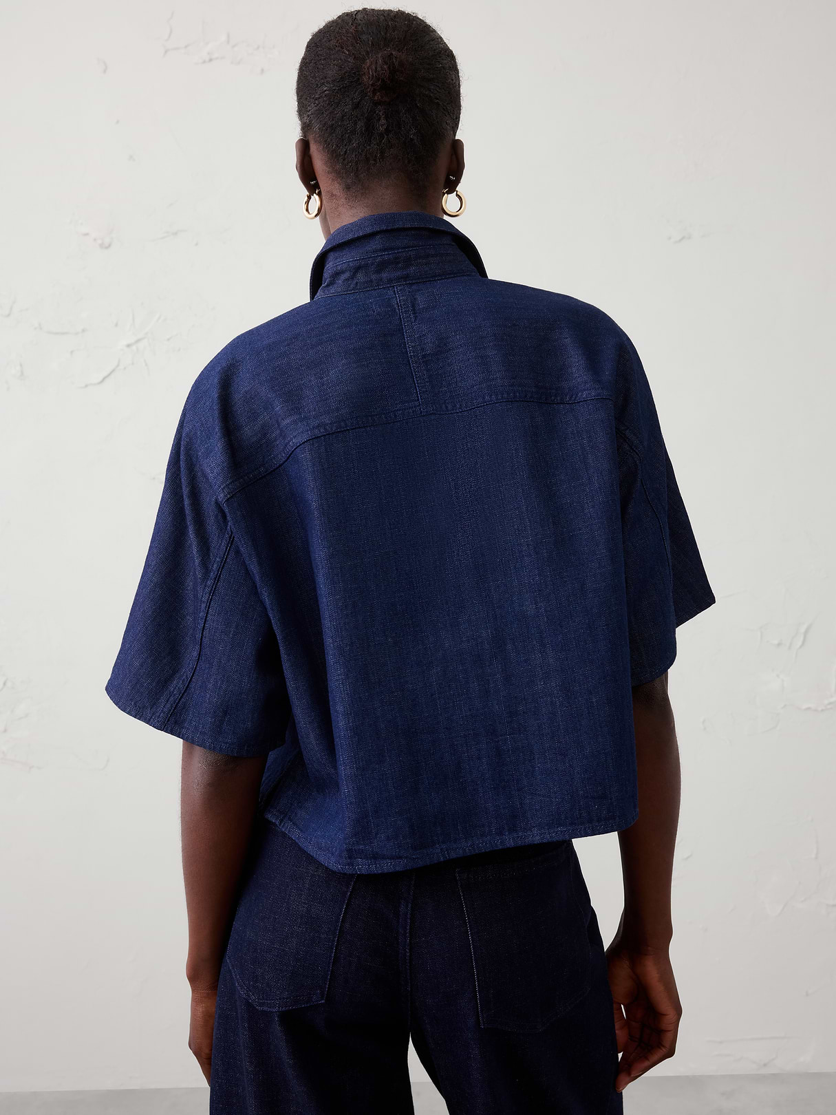 denim boxy cropped shirt denim boxy cropped shirt