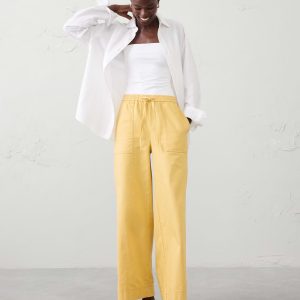 relaxed fit wide leg mid rise pull on painters jean