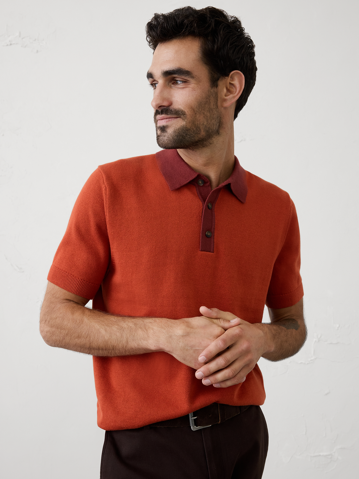 contrast placket sweater polo contrast placket sweater polo