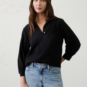 Витрина collared tab pullover top