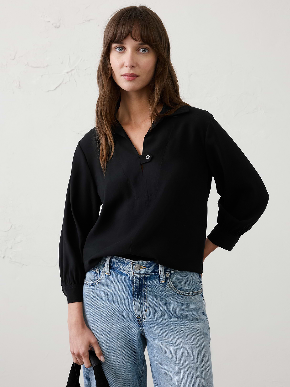 collared tab pullover top collared tab pullover top