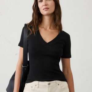 Витрина ribbed v neck t shirt