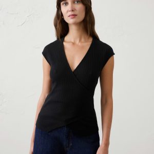 Витрина pointelle ribbed wrap front top