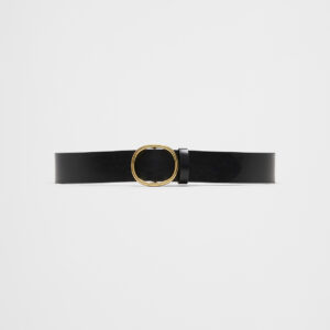 Home wide vegan oval buckle belt