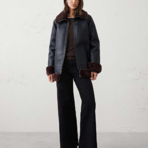 vegan leather fur jacket