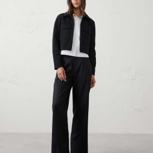 straight high rise twill pant