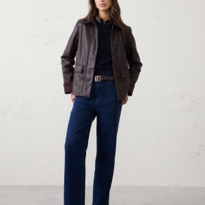 vegan leather with vegan suede trim jacket