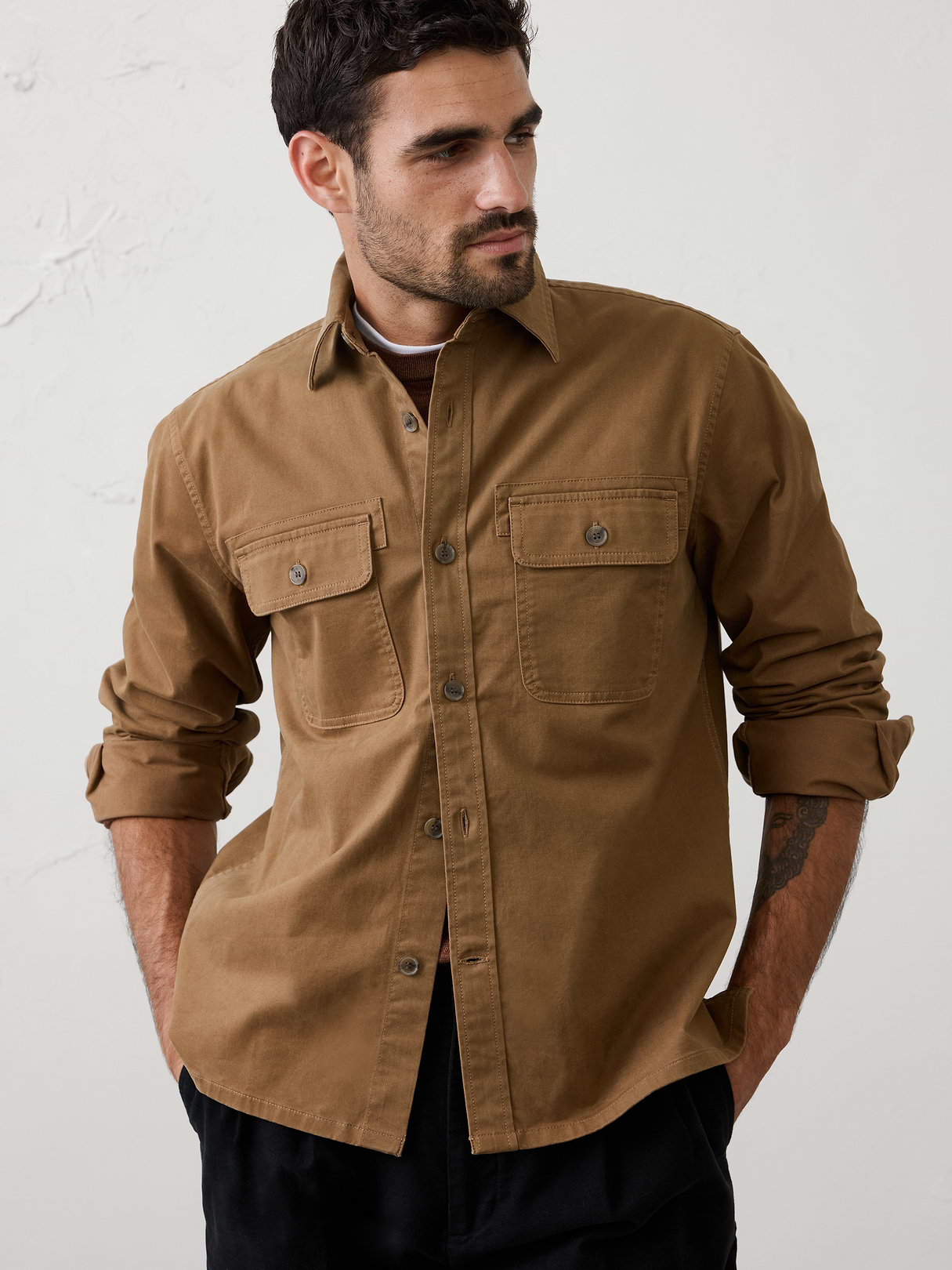 standard fit heritage cotton twill overshirt standard fit heritage cotton twill overshirt