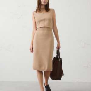 blouson mock neck midi sweater dress