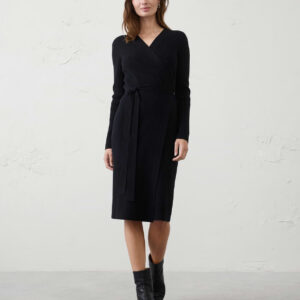 Витрина ribbed wrap sweater midi dress