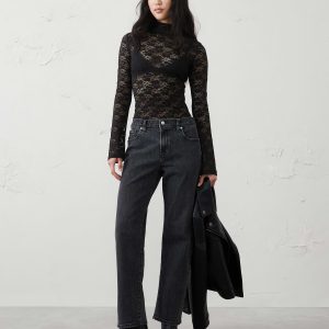 Витрина lace puckered turtleneck top