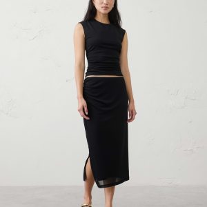 Витрина mesh side shirred midi skirt