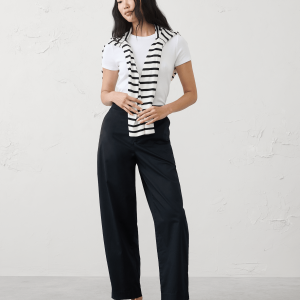 barrel leg high rise twill utility pant