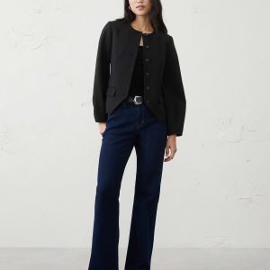 ponte collarless blazer