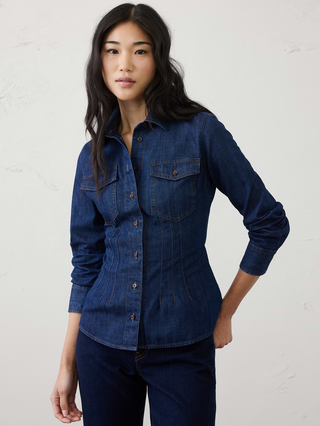 fitted denim shirt fitted denim shirt