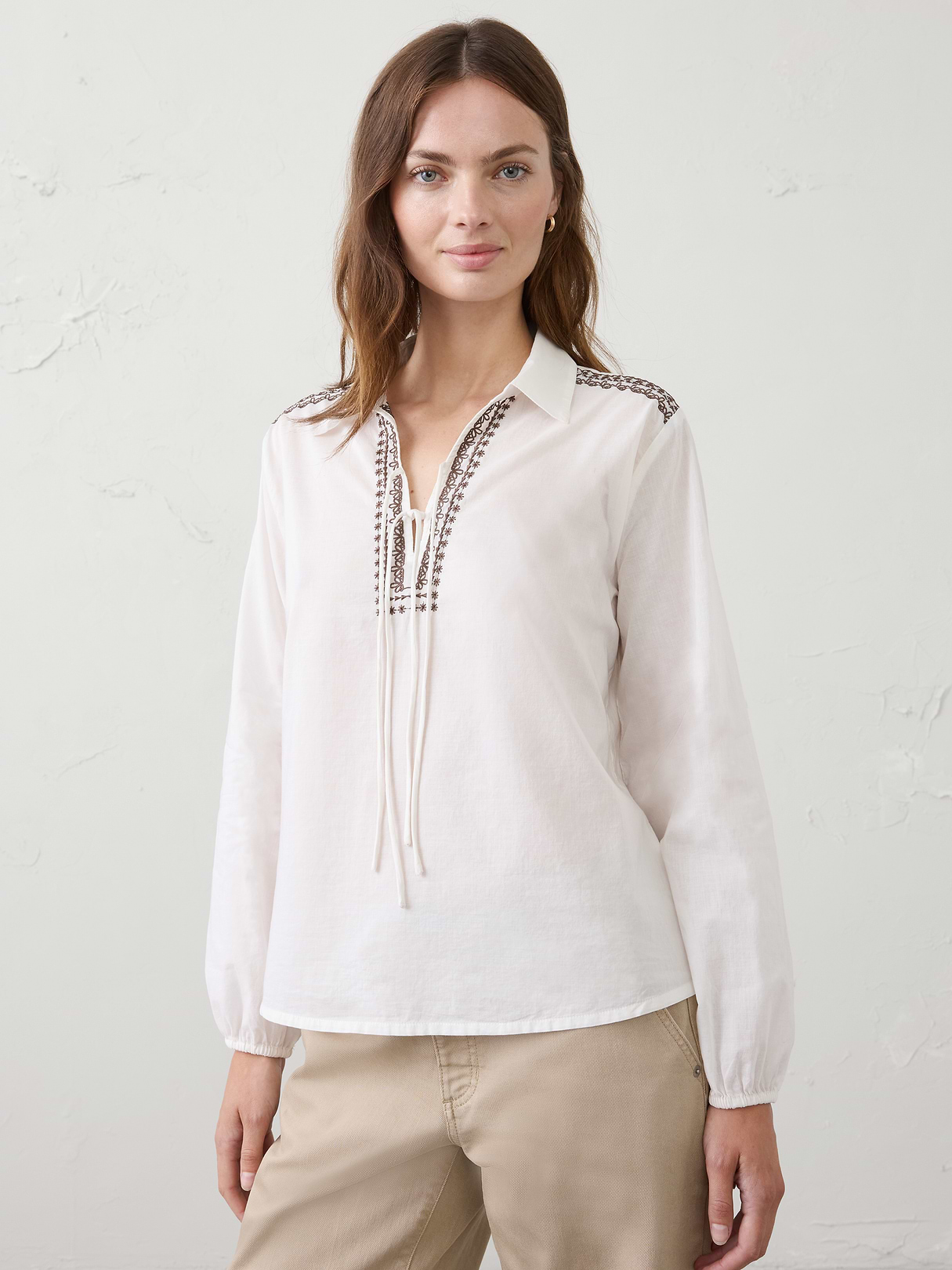 collared front tie top collared front tie top