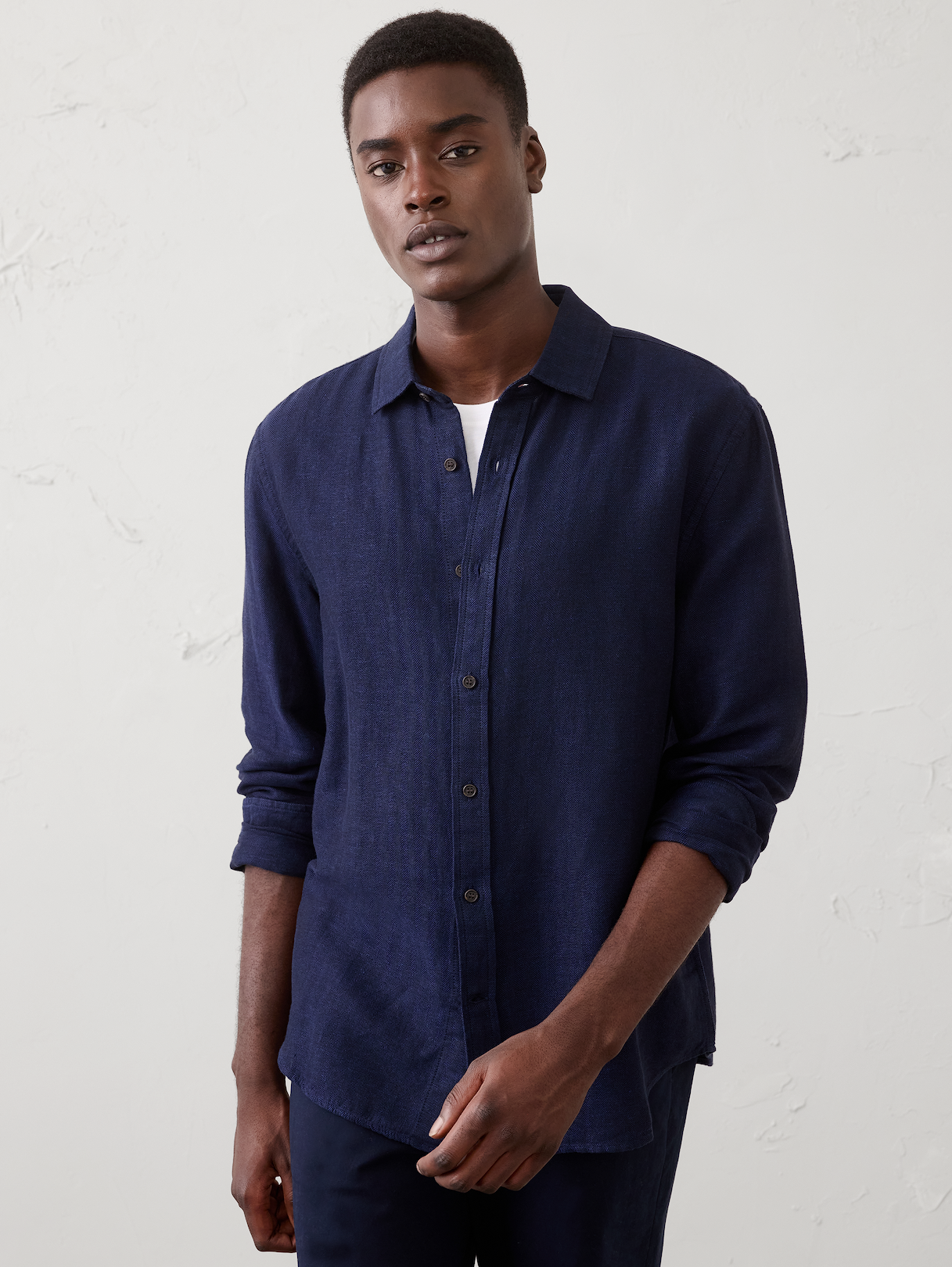 slim fit linen blend herringbone shirt slim fit linen blend herringbone shirt